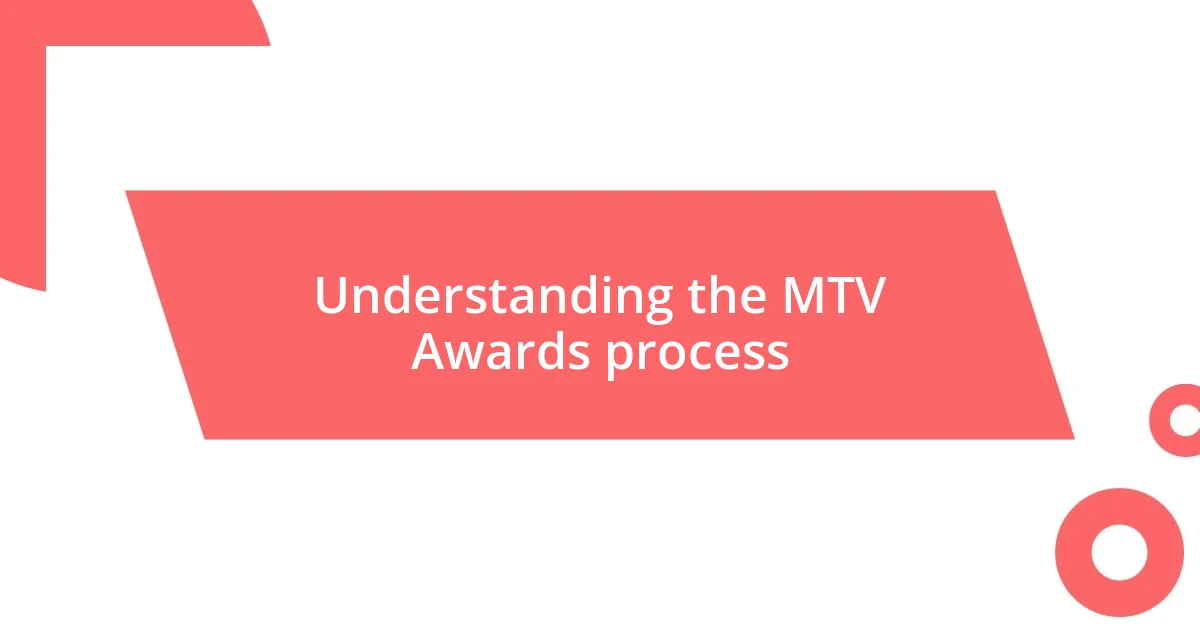 Understanding the MTV Awards process