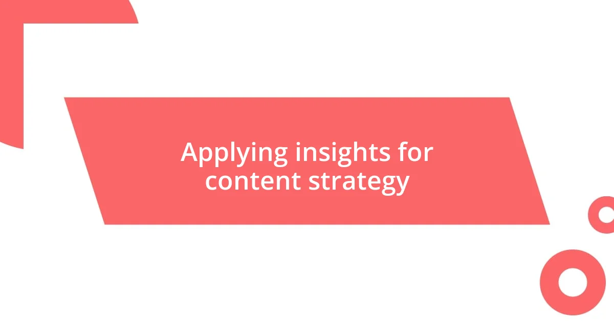 Applying insights for content strategy